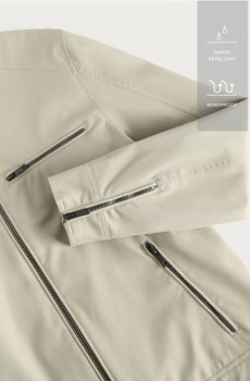 Reserved - Байкерська куртка з коміром-стійкою - блідо-зелений - 540HK-07X