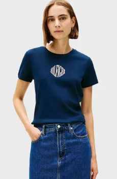 Женская темно-синяя футболка VARSITY C-NK REG SS TEE Синий XS Tommy Hilfiger WW0WW47880