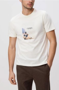 Reserved - Футболка regular fit з мерсеризованої бавовни - кремовий - 302FP-01X