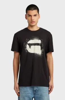 Мужская черная футболка Spray g logo r t Черный XL G-Star RAW D26833,D101