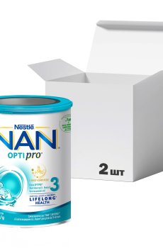 Упаковка смеси молочной сухой NAN 3 OPTIPRO с 5 олигосахаридами и L. Reuteri для детей от 12 месяцев, 800 г * 2 шт