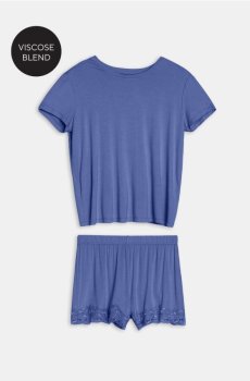 Двокомпонентна віскозна піжама - темно-синій