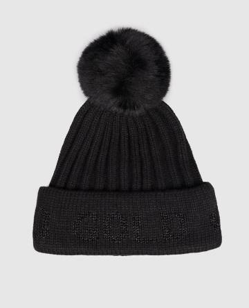 Черная шапка HODD с помпоном