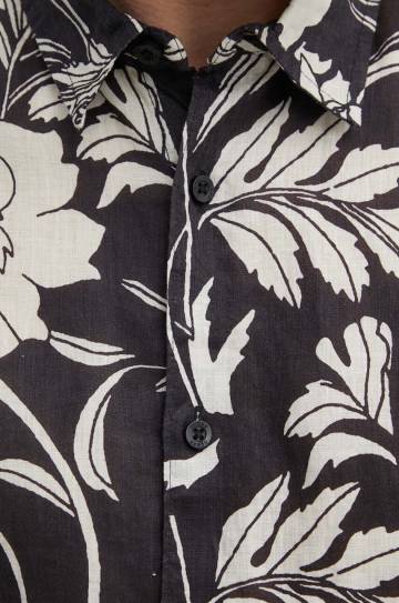 Льняная рубашка Guess ISLAND цвет чёрный regular классический воротник M4GH70 WERX0 Льняная рубашка Guess ISLAND цвет чёрный regular классический воротник M4GH70 WERX0
