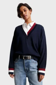 Женский темно-синий пуловер GS CO V-NK Синий XS Tommy Hilfiger WW0WW39006