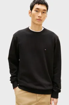 Мужской черный свитшот ESSENTIAL TERRY CREWNECK Черный S Tommy Hilfiger MW0MW37237