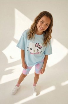 Комплект Hello Kitty: футболка з принтом і колорки tie-dye - різнобарвний