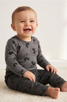 Бавовняне боді Mickey Mouse - антрацитовий