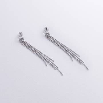 Серебряные серьги - пусеты с цепочками 902-01595 Серебряные серьги - пусеты с цепочками 902-01595