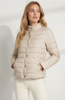 Стьобана куртка з високим коміром - нюдовий