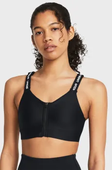 Женский черный топ UA Infinity High Zip 2.0 Bra Черный XL (A-C) Under Armour 1384118-001