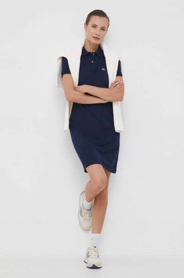 Хлопковое платье Lacoste цвет синий mini прямое Хлопковое платье Lacoste цвет синий mini прямое