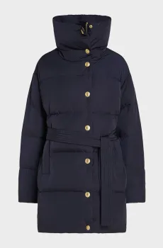 Женский темно-синий пуховик GOLD BUTTON DOWN BELTED COAT Синий M-L Tommy Hilfiger WW0WW44133