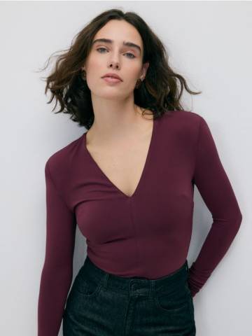 Reserved - Боді з довгим рукавом - темно-фіолетовий - 239HS-49X