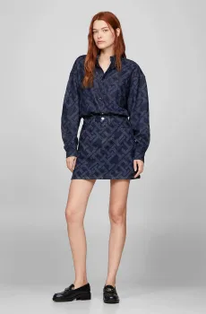 Женская юбка с узором THC MONOGRAM DENIM SKIRT Синий XS Tommy Hilfiger WW0WW40920