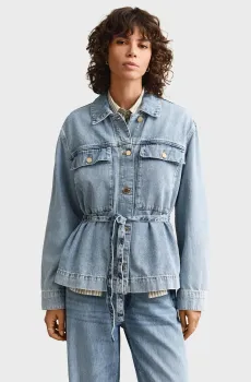 Женская голубая джинсовая куртка WITH TIE DETAIL Голубой L Gant 4700408