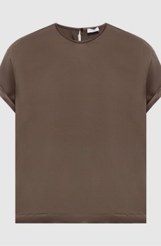 Коричневый топ из шелка с цепочкой