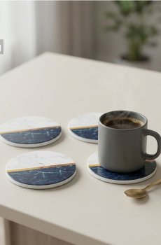 Підставки під чашки з мармуровим візерунком 4 pack - сіро-зелений