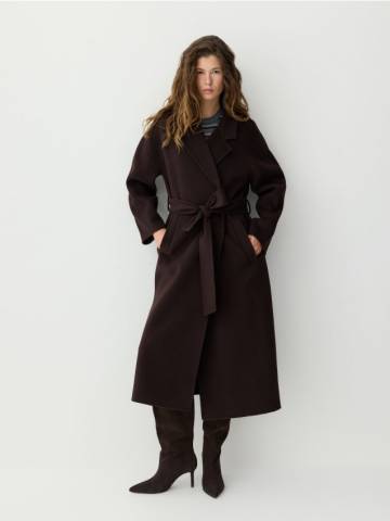 Reserved - Класичне пальто з тканини з додаванням вовни handmade - темно коричневий - 479GX-89X Reserved - Класичне пальто з тканини з додаванням вовни handmade - темно коричневий - 479GX-89X