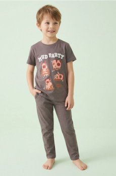 Піжамний комплект з двох предметів з принтом - темно-сірий