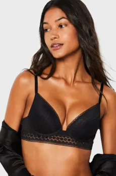 Женский черный бюстгальтер пуш-ап глубокое декольте CRUSH Черный 75A Etam 6548400