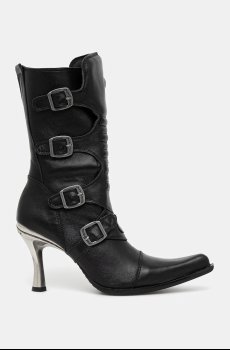 Кожаные полусапожки New Rock Crust Negro, Malicia Negro Tacon Caribe Acero