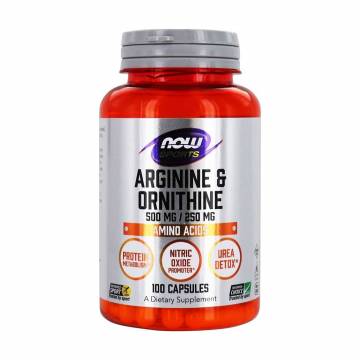 Аргінін та орнітин NOW foods Arginine & Ornithine 500 мг/250 мг, 100 капсул Аргінін та орнітин NOW foods Arginine & Ornithine 500 мг/250 мг, 100 капсул