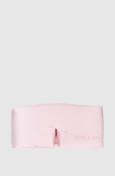 Розовая маска для сна из шелка в полоску