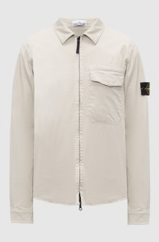 Серая рубашка на молнии с логотипом патча