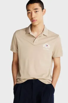 Мужское бежевое поло ICON GRAPHIC REG POLO Бежевый L Tommy Hilfiger MW0MW37516