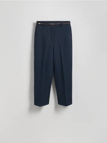 Reserved - Штани зі стрілками з додаванням льону - темно-синій - YH564-59X