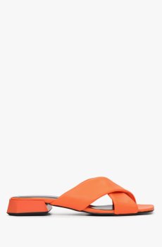 Шльопанці шкіряні помаранчеві Estro ER00112988