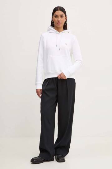Кофта Guess Jeans женская цвет белый с капюшоном однотонная W4YQ04 KC811 Кофта Guess Jeans женская цвет белый с капюшоном однотонная W4YQ04 KC811
