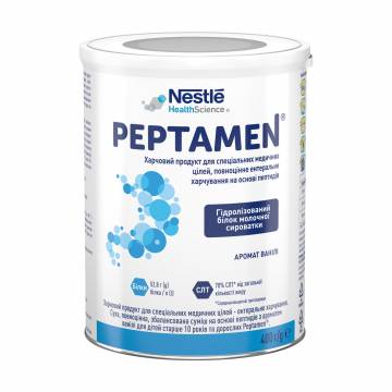 Полноценное энтеральное питание Nestle Peptamen на основе пептидов с ароматом ванили, для детей старше 10 лет и взрослых, 400 г Полноценное энтеральное питание Nestle Peptamen на основе пептидов с ароматом ванили, для детей старше 10 лет и взрослых, 400 г
