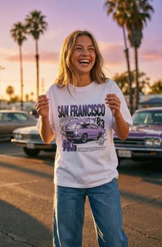 Бавовняна oversize футболка з принтом - білий