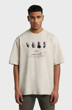 Мужская бежевая футболка Artifacts boxy Бежевый XL G-Star RAW D26842,D709