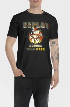 Мужская черная футболка Черный M Replay M6800 .000.2660