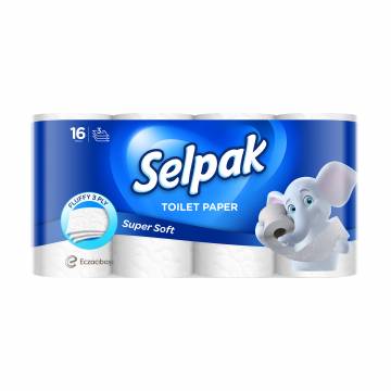 Туалетная бумага Selpak Super Soft белая, 3-слойная, 140 отрывов, 16 рулонов Туалетная бумага Selpak Super Soft белая, 3-слойная, 140 отрывов, 16 рулонов
