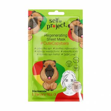 Тканевая маска для лица Selfie Project Regenerating Sheet Mask Cute Capibara, 1 шт Тканевая маска для лица Selfie Project Regenerating Sheet Mask Cute Capibara, 1 шт