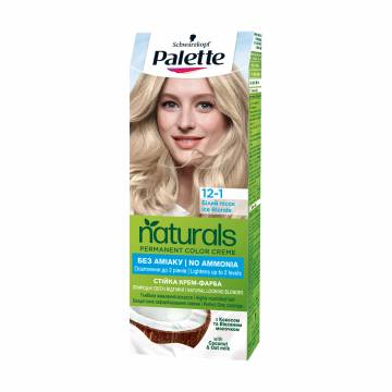Безаммиачная краска для волос Palette Naturals Permanent Color Creme, 12-1 Белый песок, 110 мл Безаммиачная краска для волос Palette Naturals Permanent Color Creme, 12-1 Белый песок, 110 мл