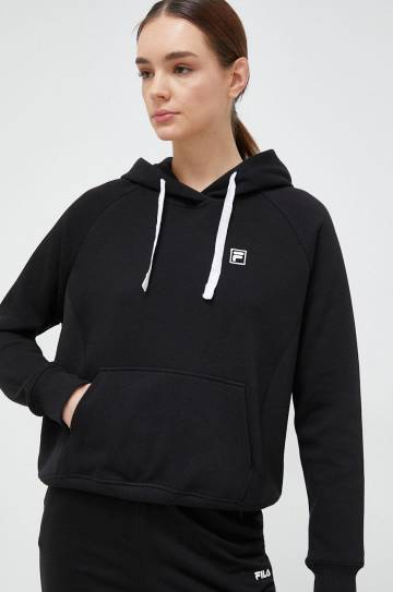 Кофта Fila женская цвет чёрный с капюшоном однотонная Кофта Fila женская цвет чёрный с капюшоном однотонная