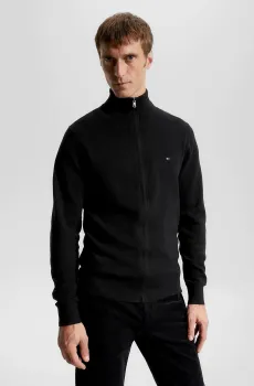 Мужской черный кардиган PIMA ORG CTN CASHMERE ZIP THRU Черный M Tommy Hilfiger MW0MW28050