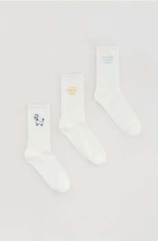 Reserved - Вишиті шкарпетки, набір з 3 - кремовий - 244HQ-01X