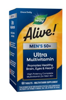 Мультивитамины для мужчин 50+ Natures Way Alive! Once Daily Mens 50+ Multi-Vitamin, 60 таблеток