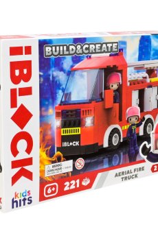 Детский конструктор iBlock Junior Build & Create Aerial Fire Truck, 221 элемент, 2 фигурки, от 6 лет, 32*5*21.5 см (KH43/002/3)