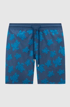 Синие шорты для плавания Moorea в фактурный принт