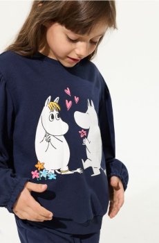 Світшот із круглим вирізом і принтом Moomin - темно-синій
