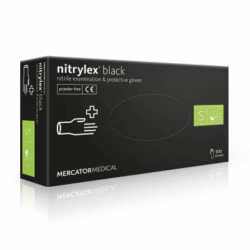 Перчатки нитриловые смотровые Nitrylex нестерильные, неприпудренные, размер S, черные, 100 шт