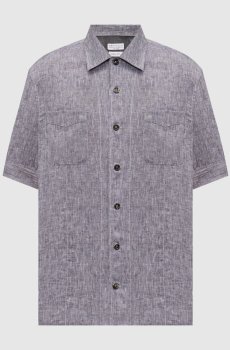 Серая рубашка из льна прямого кроя