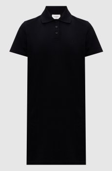 Черное платье-поло с вышивкой монограммы